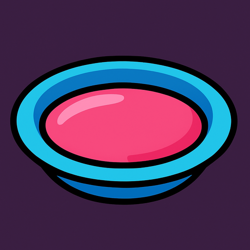 Un plato celeste con un liquido Rosa adentro.
In-Game asset.  2d.  High contrast.  No shadows