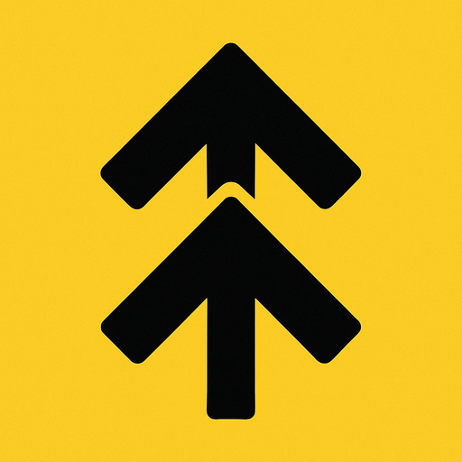 dobble arrow pionting up.
In-Game asset.  2d.  High contrast.  No shadows