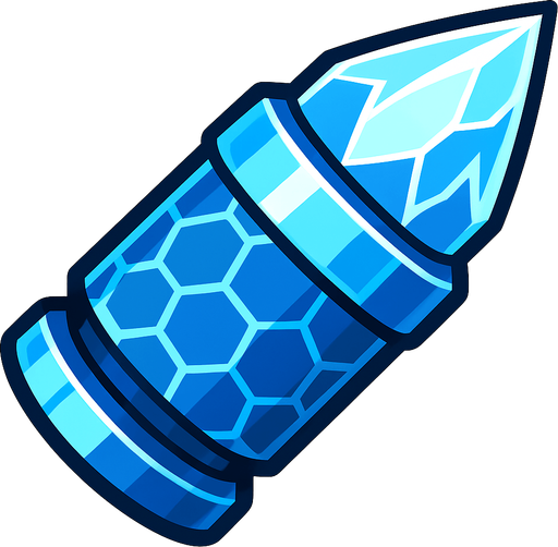 Bala de hielo futurista.
In-Game asset.  2d.  High contrast.  No shadows