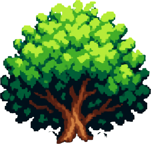 Quiero un arbusto visto desde abajo, en 32 bits.
In-Game asset.  2d.  High contrast.  No shadows