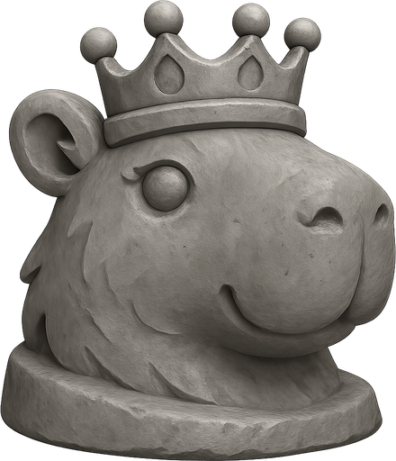 Recrealo en una escultura. Utiliza un estilo cartoon. Usas colores grises. Recuerda que es un capibara usas sus rasgos y formas. Damelo sin fondo. Tambien quita el arco y la flecha