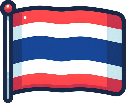 thailand flag. simple. flat.
Single Game Texture. In-Game asset. 2d. Blank background. High contrast. No shadows.