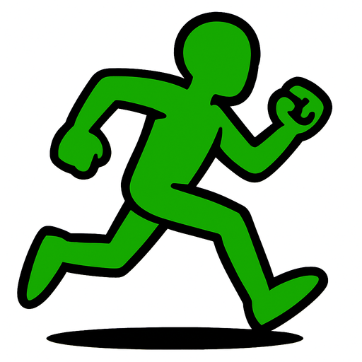 green runner running.
In-Game asset.  2d.  High contrast.  No shadows