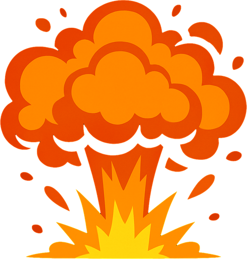 explosion look on top.
In-Game asset.  2d.  High contrast.  No shadows