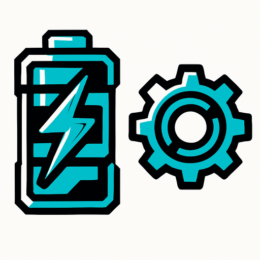 Hacer una batería futurista y un engranaje.
In-Game asset.  2d.  High contrast.  No shadows