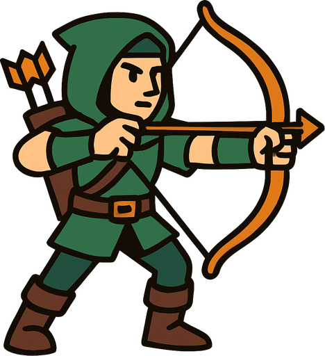 An archer.
In-Game asset.  High contrast.  No shadows