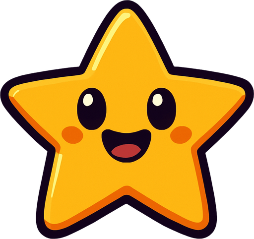 cartoonish star.
In-Game asset.  2d.  High contrast.  No shadows