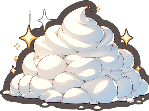 whipped milk foam, creamy fluff, anime, 
Single Game Texture. In-Game asset. 2d. Blank background. High contrast. No shadows.
