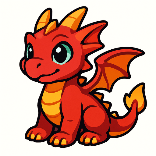 Chiot dragon (animal).
In-Game asset.  2d.  High contrast.  No shadows