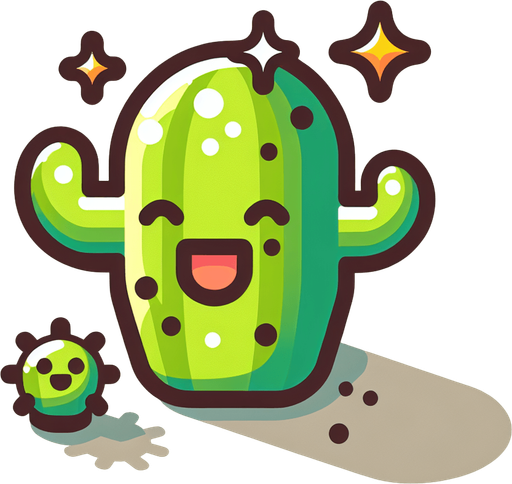 Create a cactus. The goal is to capture a lively and playful location..
Single Game Texture. In-Game asset. 2d. Blank background. High contrast. No shadows.