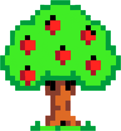 Apple tree 8 bit.
In-Game asset.  2d.  High contrast.  No shadows