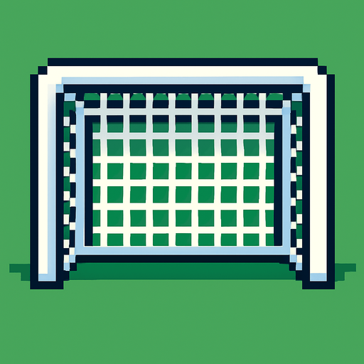 pixelart soccer goal.
In-Game asset.  2d.  High contrast.  No shadows