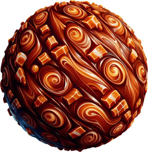 Toffee.
Single Game Texture. In-Game asset. 2d. Blank background. High contrast. No shadows.