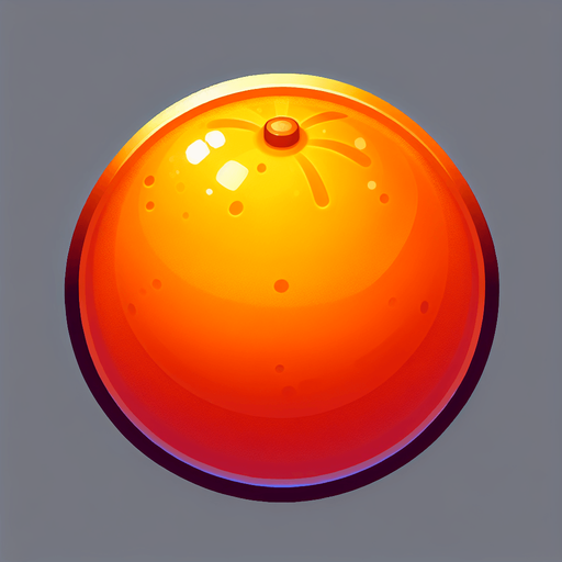 Orange.
In-Game asset.  2d.  Blank background.  No shadows