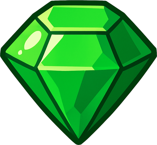 Gema verde.
In-Game asset.  2d.  High contrast.  No shadows