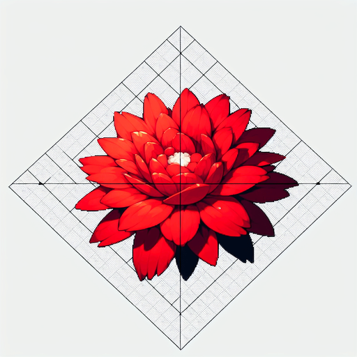 red flower.
Single Game Texture.  In-Game asset.  2d.  Blank background.  High contrast.  No shadows