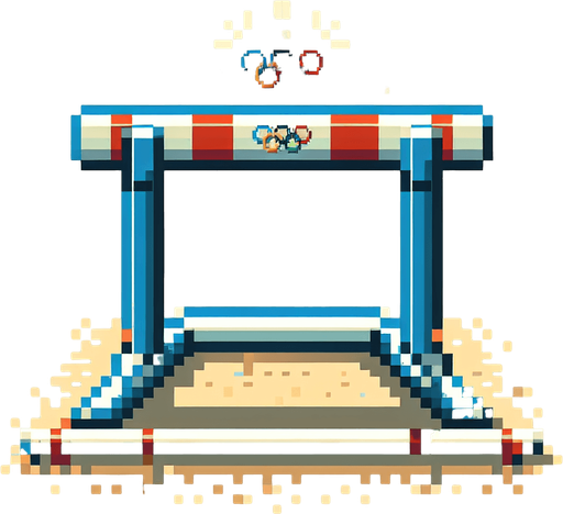 a single olympic hurdle. seen from the front. pixelated. 8 bit.
Single Game Texture. In-Game asset. 2d. Blank background. High contrast. No shadows.