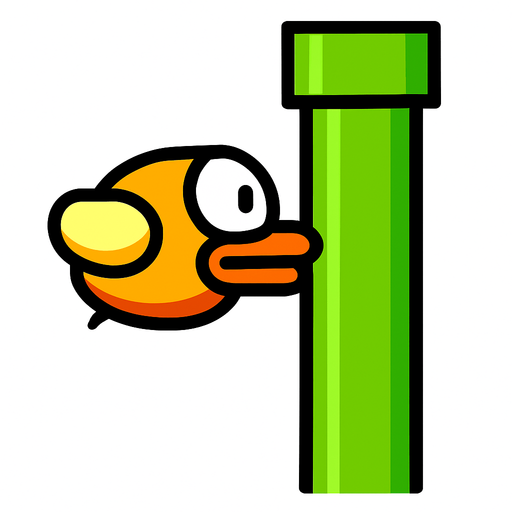 single pole flappy bird.
In-Game asset.  2d.  High contrast.  No shadows