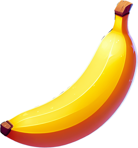 banana.
Single Game Texture.  In-Game asset.  2d.  Blank background.  High contrast.  No shadows