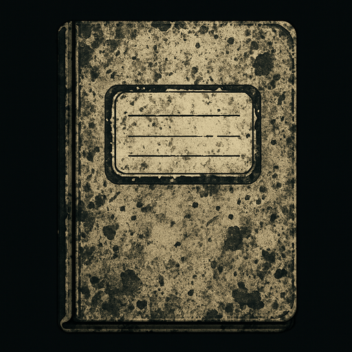 A dirty notebook like it was in a abandoned school.
In-Game asset.  2d.  High contrast.  No shadows