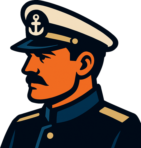 warship commander head looking left in game asset.
In-Game asset.  2d.  High contrast.  No shadows