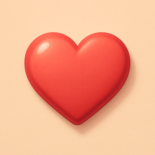 A heart. Used as an icon for in-game lives. Cute soft graphics. soft ambient light. semi-matte to satin surfaces. naturalistic with slight saturation boost colors. Tone is premium, friendly, clean with lifestyle or service-oriented appeal.
In-Game asset.  2d.  High contrast.  No shadows. top down. View from above.