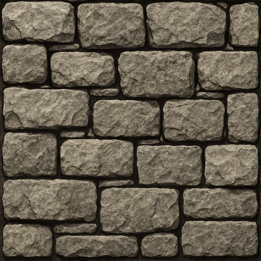 realistic stone wall.
In-Game asset.  2d.  High contrast.  No shadows