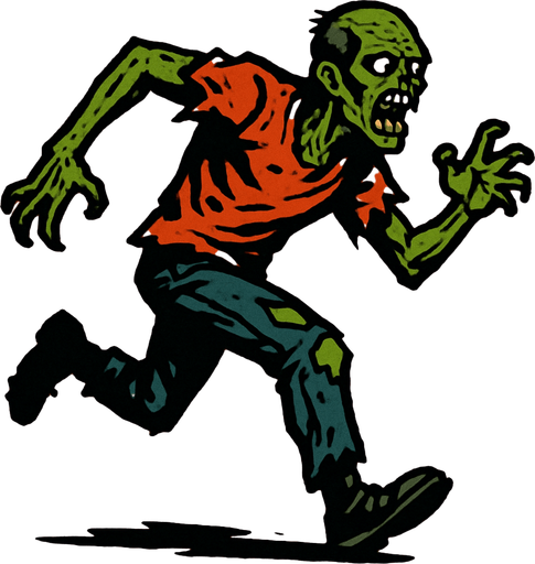 runner zombie.
In-Game asset.  2d.  High contrast.  No shadows