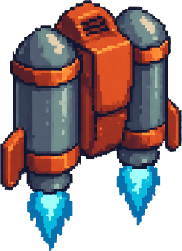 Three-quarter view pixel art jetpack