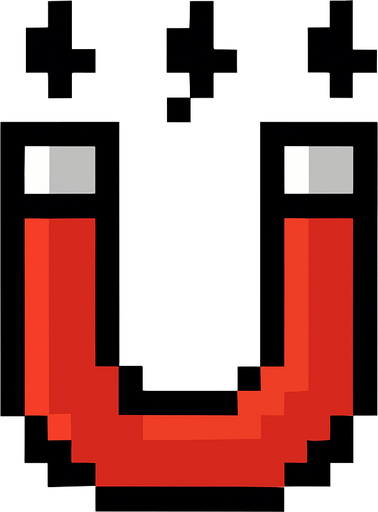 a magnet icon. 8 bit pixel art.
In-Game asset.  2d.  High contrast.  No shadows