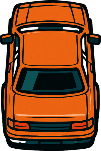 top view car.
In-Game asset.  2d.  High contrast.  No shadows