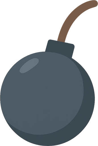 A Bomb 2D. No background. Transparent background. Blank background. No shadows. 2d. In-Game asset. flat