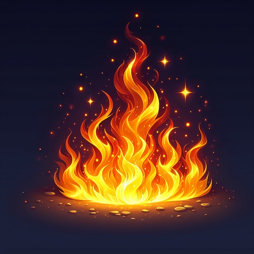 fire.
Single Game Texture.  In-Game asset.  2d.  Blank background.  No shadows