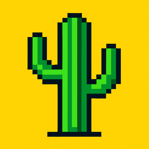 Cactus 8 bit.
In-Game asset.  2d.  High contrast.  No shadows