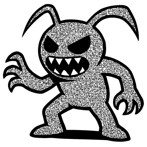 Ruido blanco personificado como un enemigo.
In-Game asset.  2d.  High contrast.  No shadows