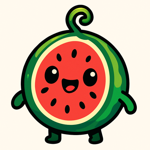 melon animado.
In-Game asset.  2d.  High contrast.  No shadows