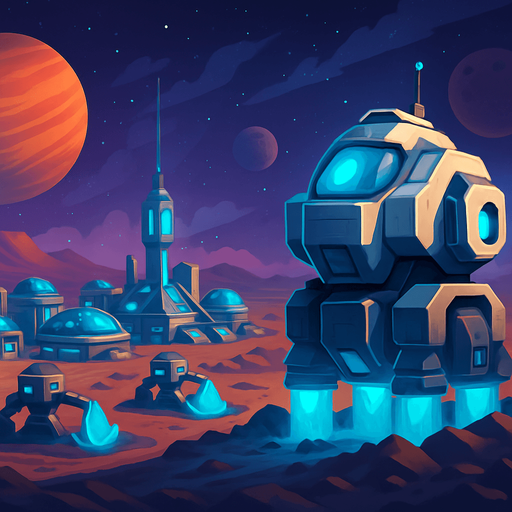Fullscreen modern App Store landscape banner, 16:9, high definition, for a game titled "Galactic Colony Command" and with the description "Kendi uzay kolonini kur, kaynakları topla, otomasyon sistemleri geliştir ve diğer kolonilerle stratejik savaşlara girerek galaksinin hakimi ol!". No text on banner!