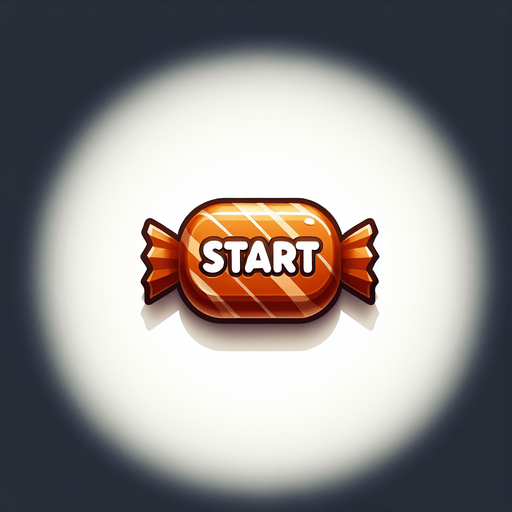 caramella con scritta start.
Single Game Texture. In-Game asset. 2d. Blank background. High contrast. No shadows.
