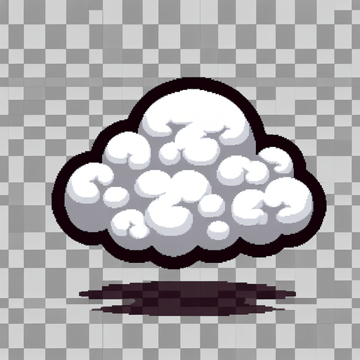 Nube.
Single Game Texture.  In-Game asset.  2d.  Blank background.  High contrast.  No shadows