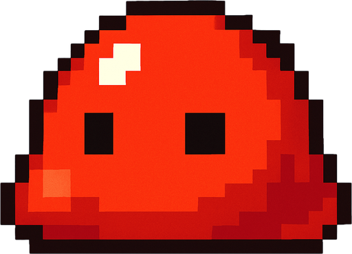 Slime rojo, pixelart.
In-Game asset.  2d.  High contrast.  No shadows