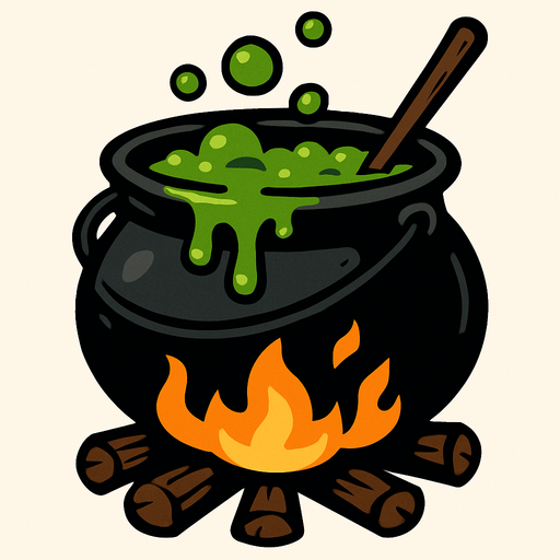 Witch boiler.
In-Game asset.  2d.  High contrast.  No shadows