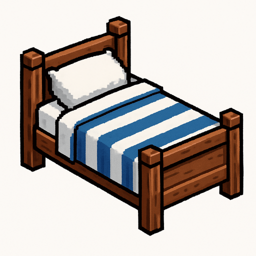 pixel yatak.
In-Game asset.  2d.  High contrast.  No shadows