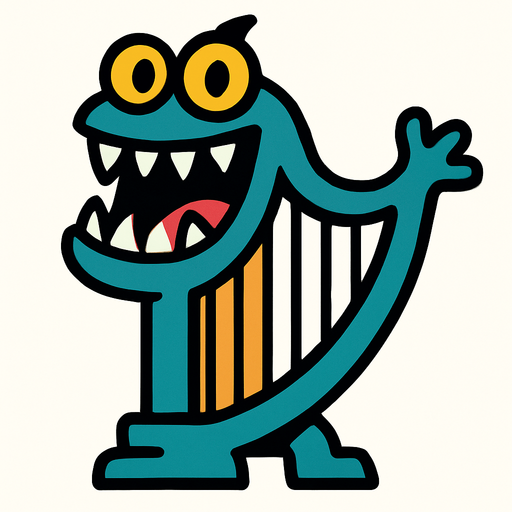 A harfine benzeyen bir canavar.
In-Game asset.  2d.  High contrast.  No shadows