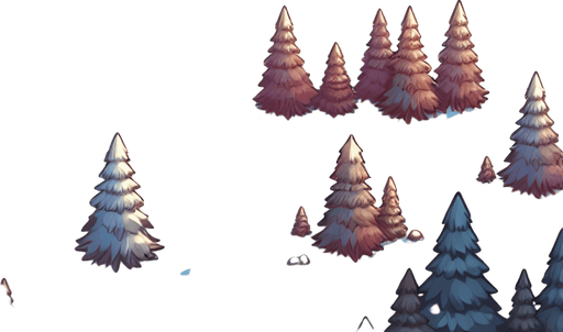 A snow covered plains stretching to horizon. Top down perspective view from afar. Rich winter colors. Illustration. Single Game Texture. In-Game asset. 2d. Blank background. High contrast. No shadows.