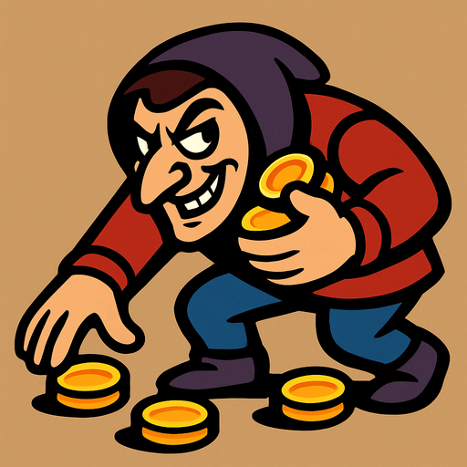 Para toplayan sinsi adam.
In-Game asset.  2d.  High contrast.  No shadows