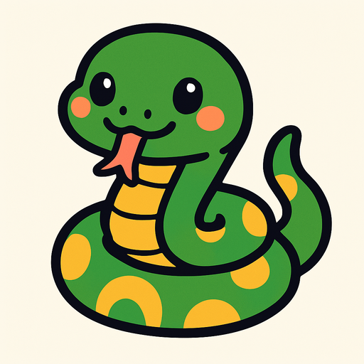 Cute snake.
In-Game asset.  2d.  High contrast.  No shadows