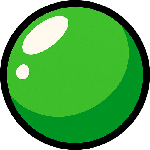 Green ball.
In-Game asset.  2d.  High contrast.  No shadows
