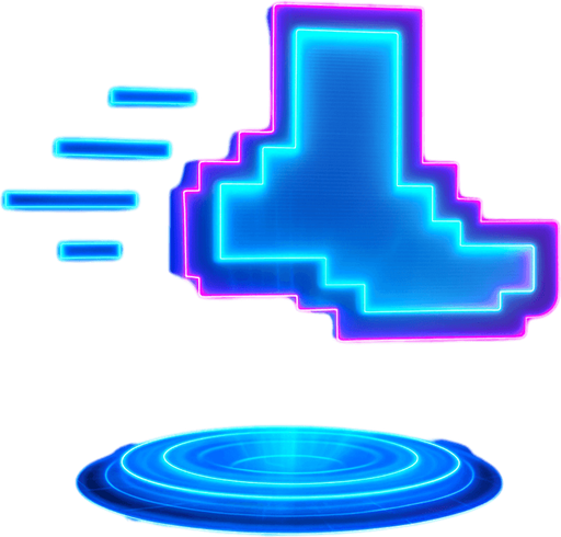 Neon cyberpunk hologram foot icon 3d projection