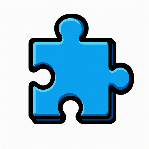 Puzzle peice blue.
In-Game asset.  2d.  High contrast.  No shadows