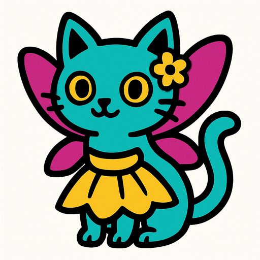 Chat fée.
In-Game asset.  2d.  High contrast.  No shadows